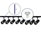 Bright Choice Komplettset 1-Phasen Rail 3 Meter Schwarz | incl. 8x Spot + GU10 2700K 3W Dimmbar + Abschlusskappe, Stromanschluss und I-Verbinder